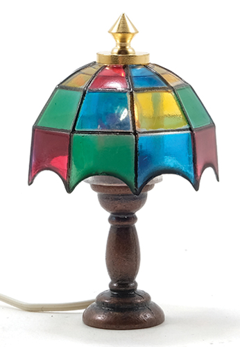 Dollhouse Miniature  Tiffany Table Lamp, Colored